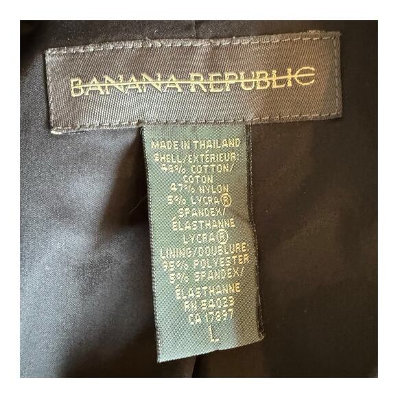 Banana Republic Timeless Black Button Front Lined Trench Coat Rain Jacket Large - Picture 7 of 11
